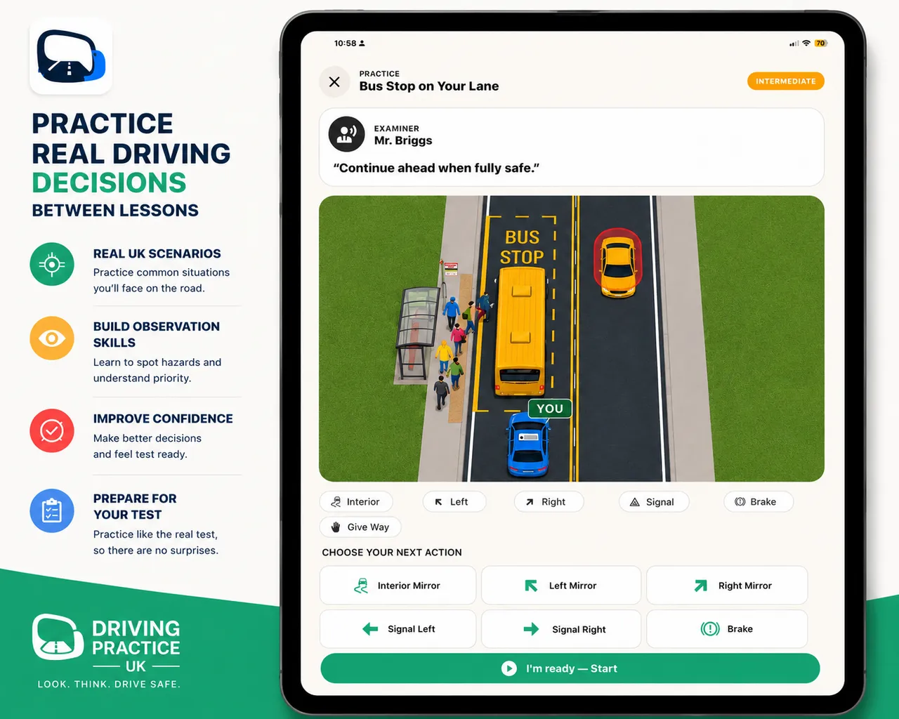 Practise real driving decisions β Bus Stop on Your Lane